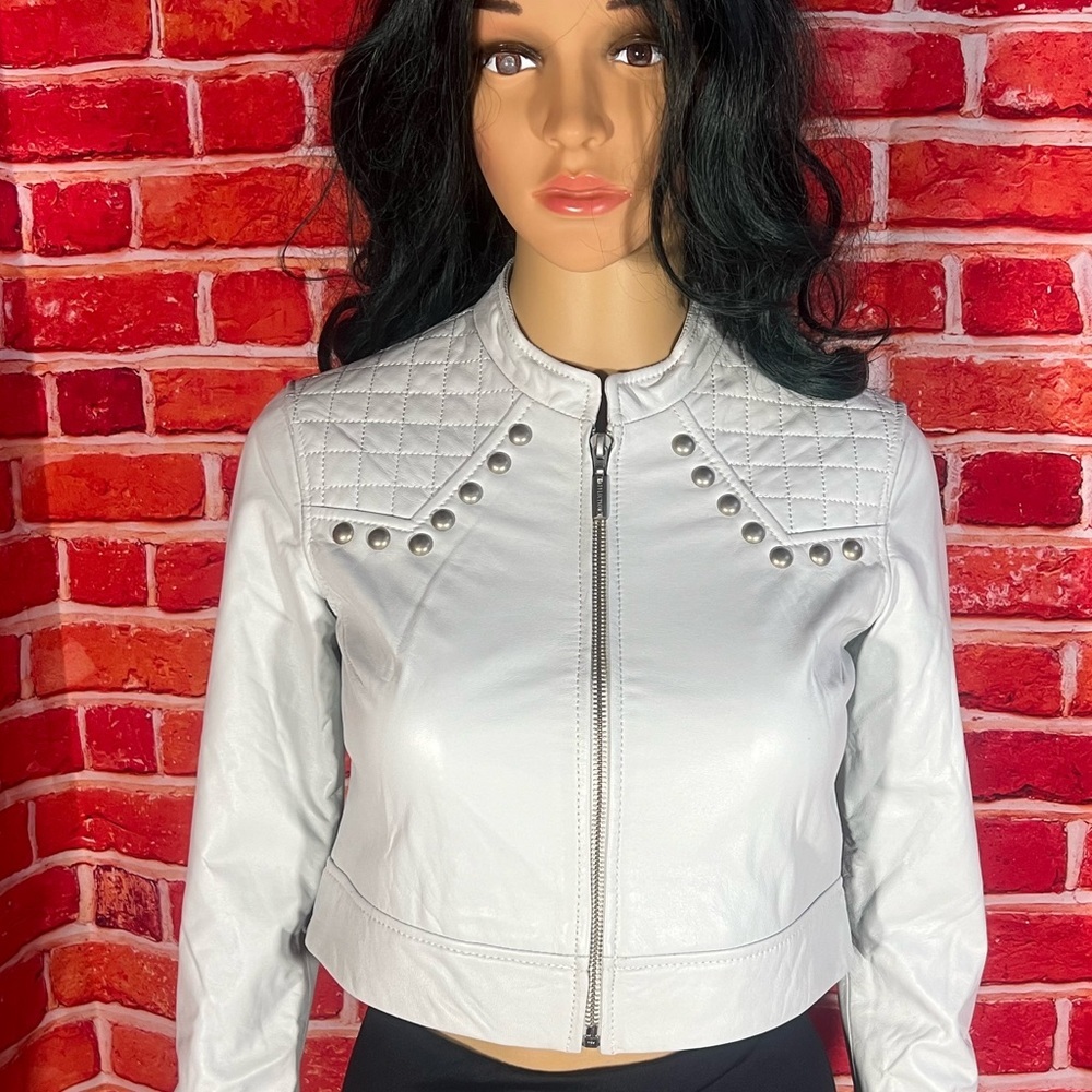 Affliction  LAILA WOMEN'S CROPPED LEATHER JACKET- Size: XS - White - NWT